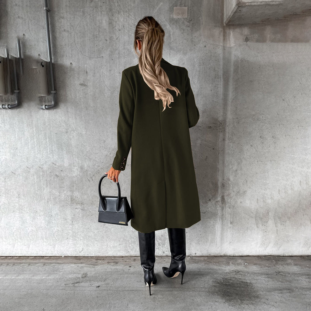 Women's Elegant Winter Coat Formal Long Double-Breasted Overcoat
