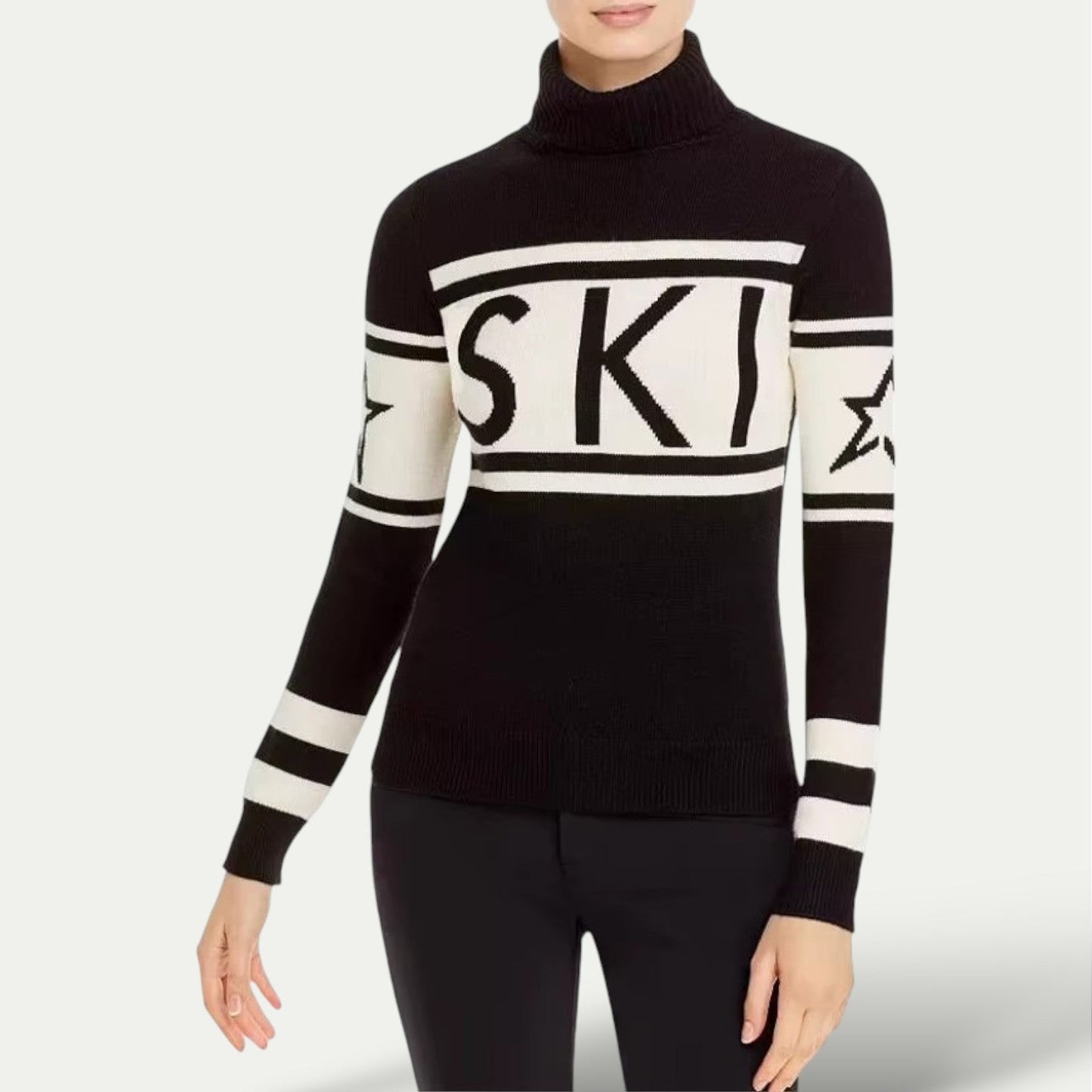 Women's Luxury Ski Turtleneck Sweater - Sporty Graphic Winter Knitwear