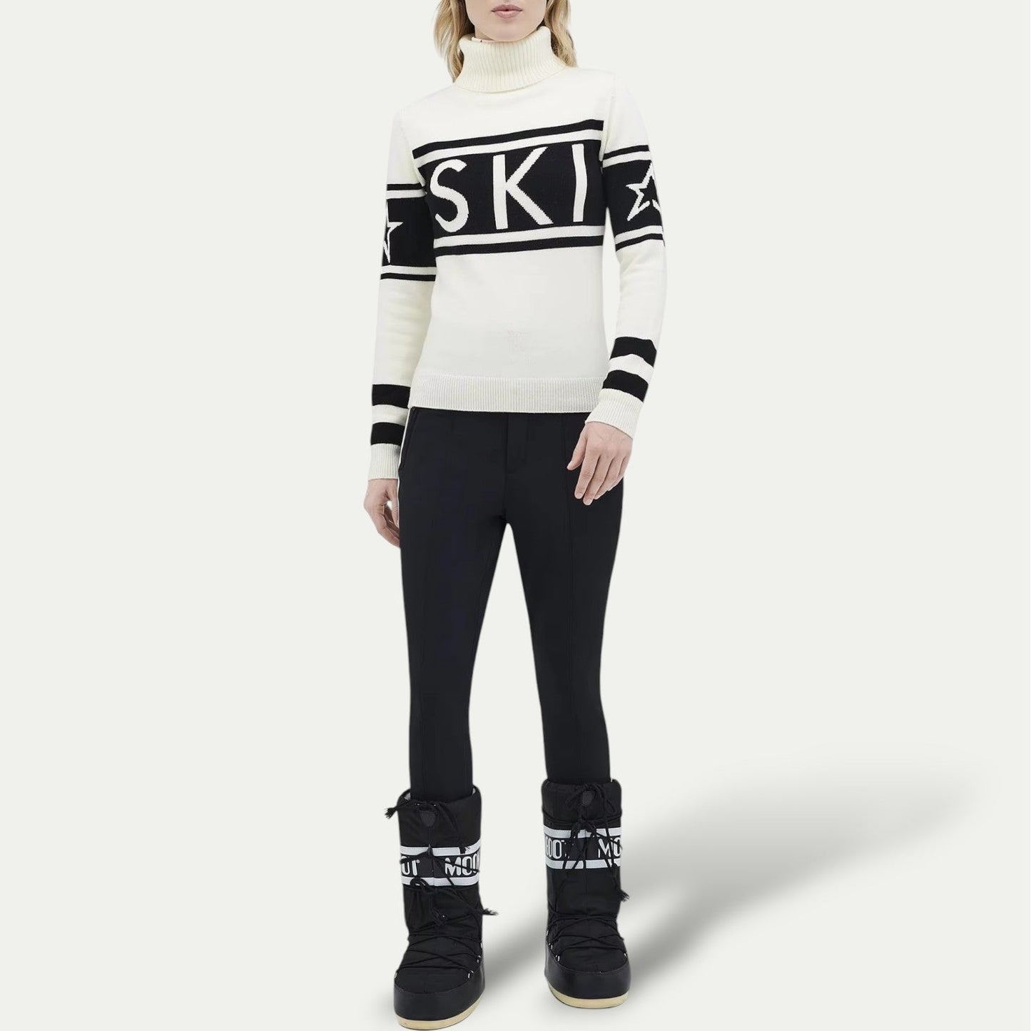 Women's Luxury Ski Turtleneck Sweater - Sporty Graphic Winter Knitwear