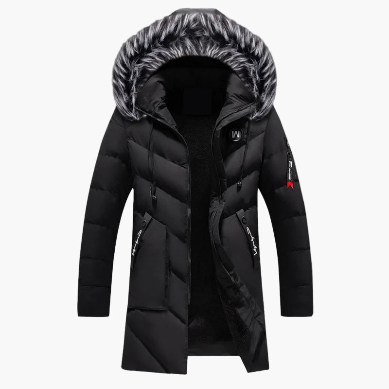 Men's Hooded Parka Winter Coat with Faux Fur Trim - Stylish Warm Jacket for Cold Weather