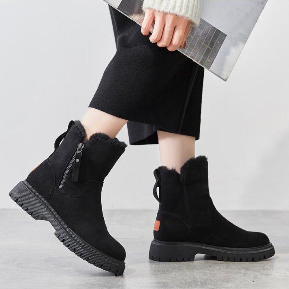 Women's Winter Waterproof Fashion Ankle Boots with Warm Lining and Non-Slip Sole