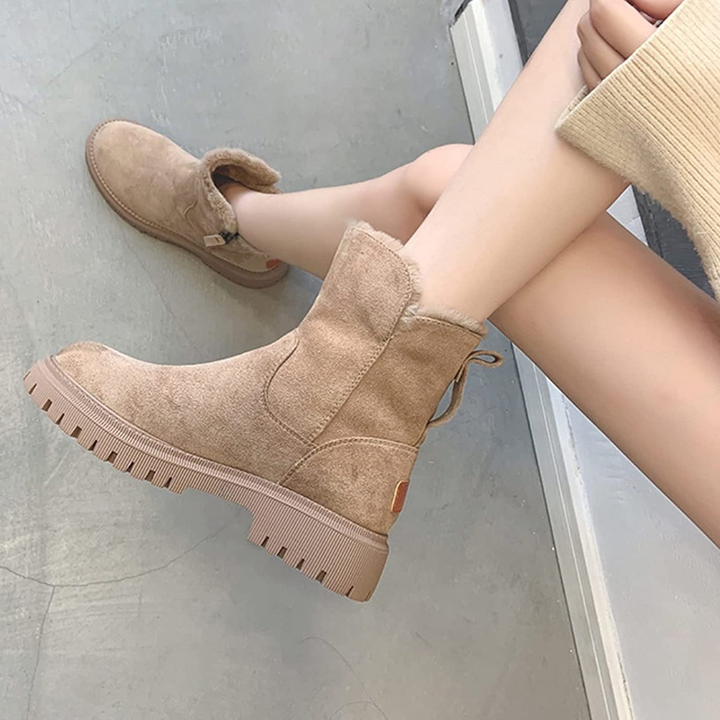 Women's Winter Waterproof Fashion Ankle Boots with Warm Lining and Non-Slip Sole