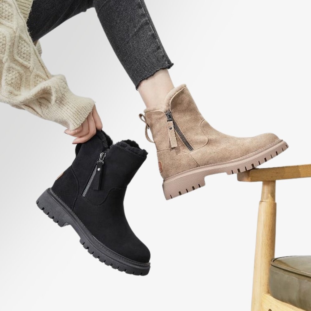 Women's Winter Waterproof Fashion Ankle Boots with Warm Lining and Non-Slip Sole