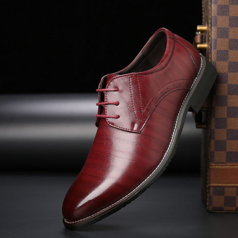 Men's Classic Dress Derby Shoes with Brogue Detailing for Business and Formal Events