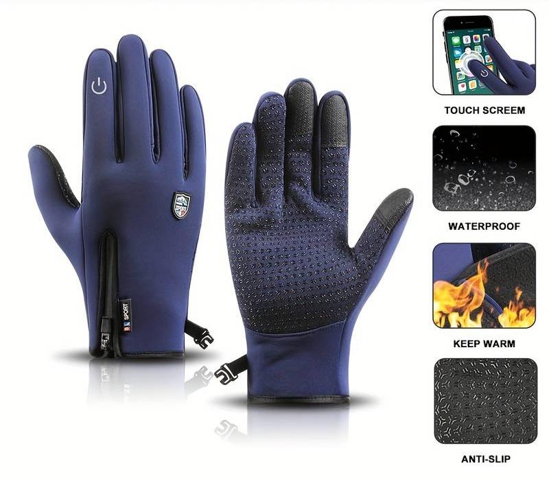 Men's and Women's Winter Outdoor Waterproof Touchscreen Gloves for Sports and Commuting