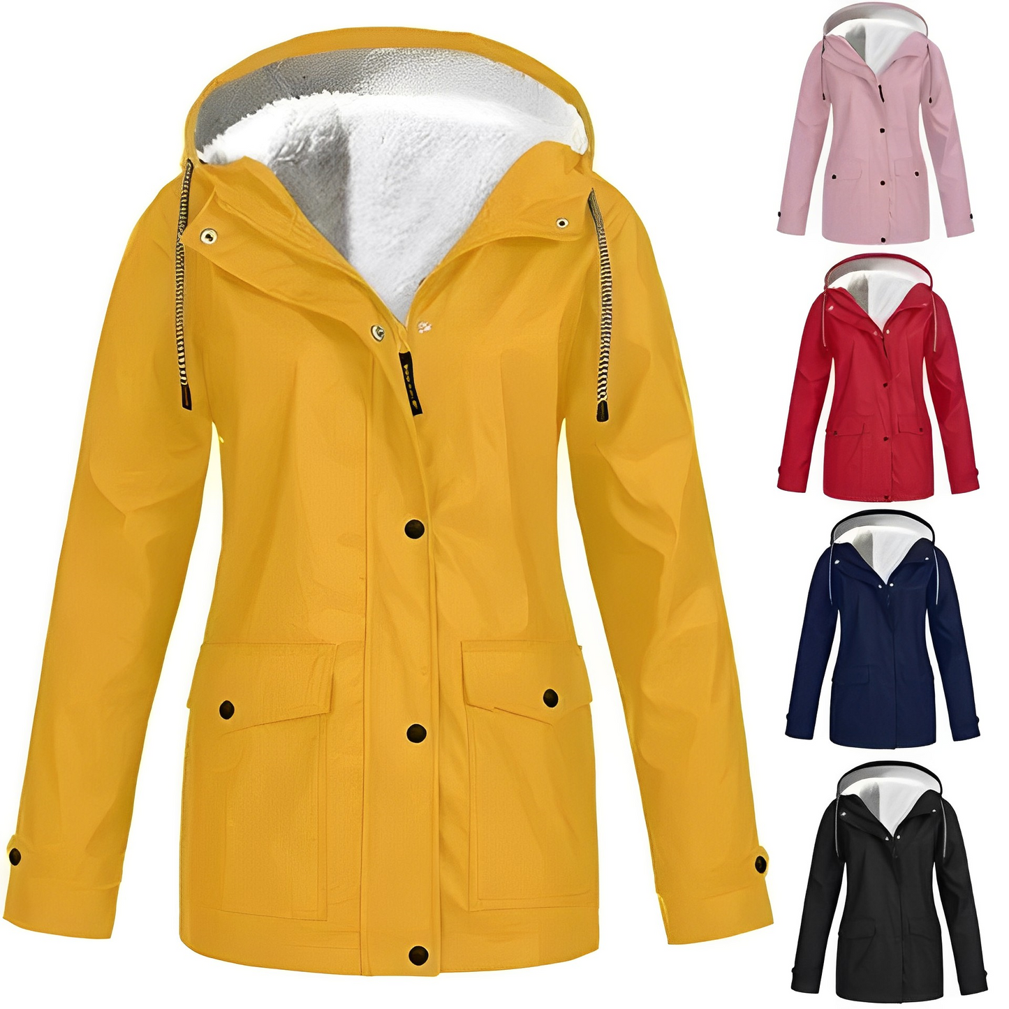 Women's Fleece-Lined Waterproof Winter Rain Jacket – Stylish Outdoor Coat for Cold and Wet Weather