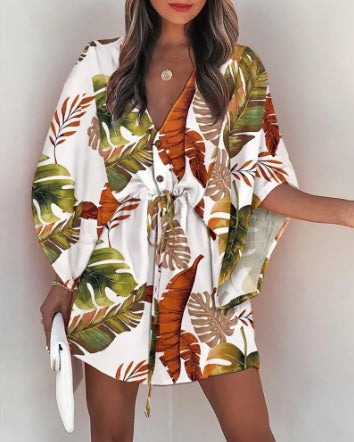 Ruth – Printed Beach Dress with V-Neck
