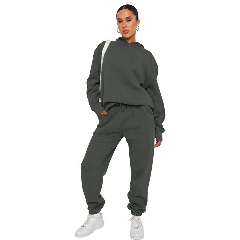 Alison – Solid Color Hooded Long Sleeve Sweater
