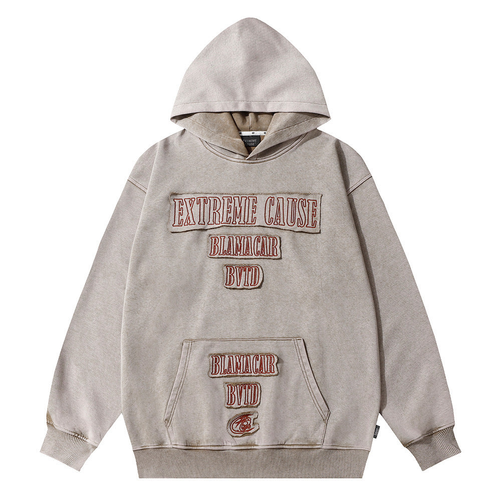 Andrew – Decorative Hoodie with Letter Patch Embroidery