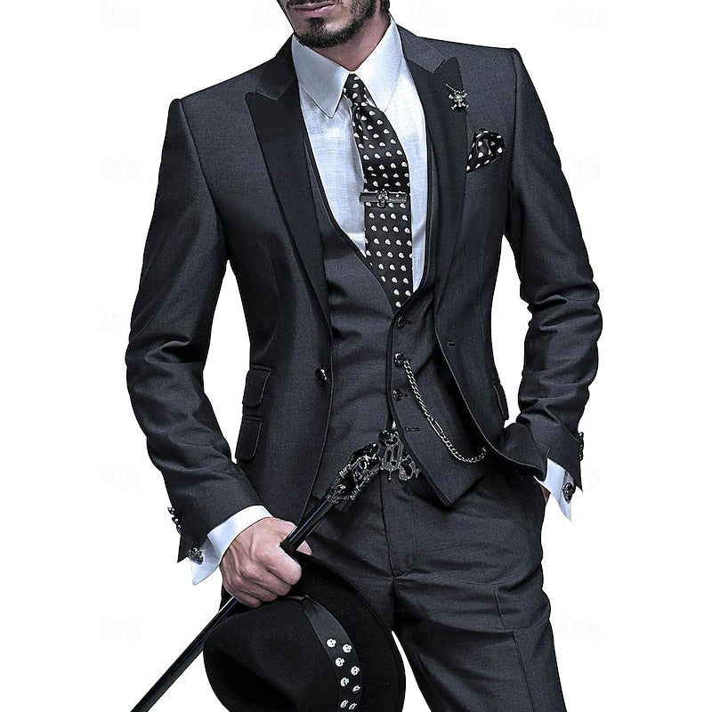 Men's 3-Piece Classic Business Suit Set – Formal Slim Fit Outfit for Special Occasions