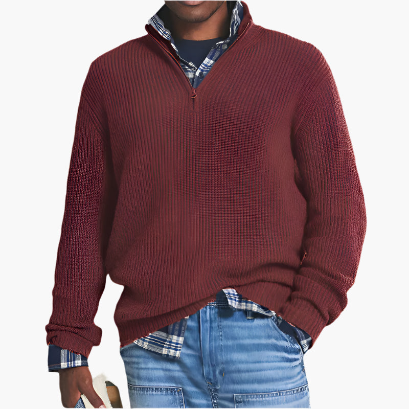 Men's Business Casual Quarter-Zip Knit Pullover Sweater – Stylish Comfort for Work and Everyday