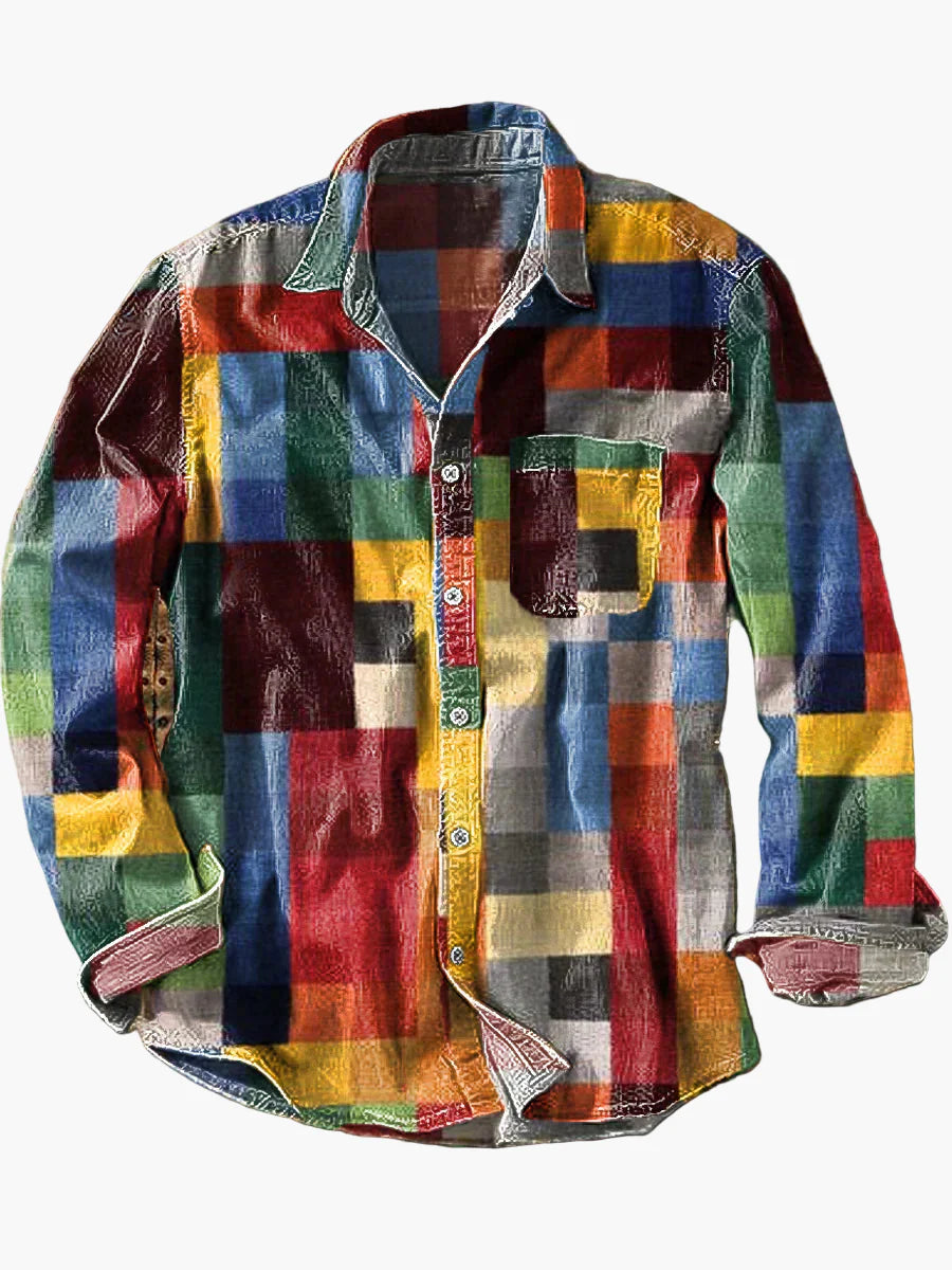 Men's Vintage Checkered Casual Shirt – Retro Style, Unisex Fit, Everyday Wear