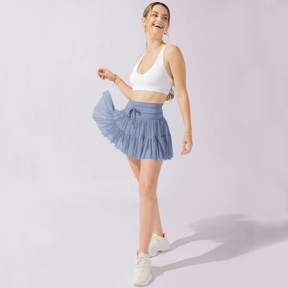 Lauren – High Waist Pleated Sports Skirt with Safety Shorts