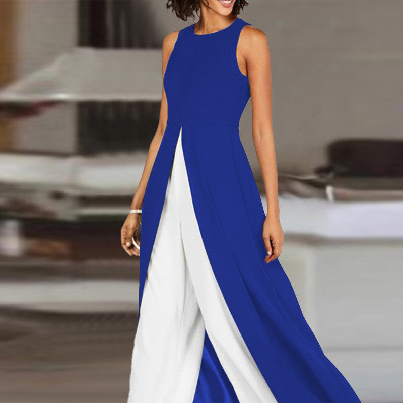 Miranda – Sleeveless Black Jumpsuit with Color Contrast