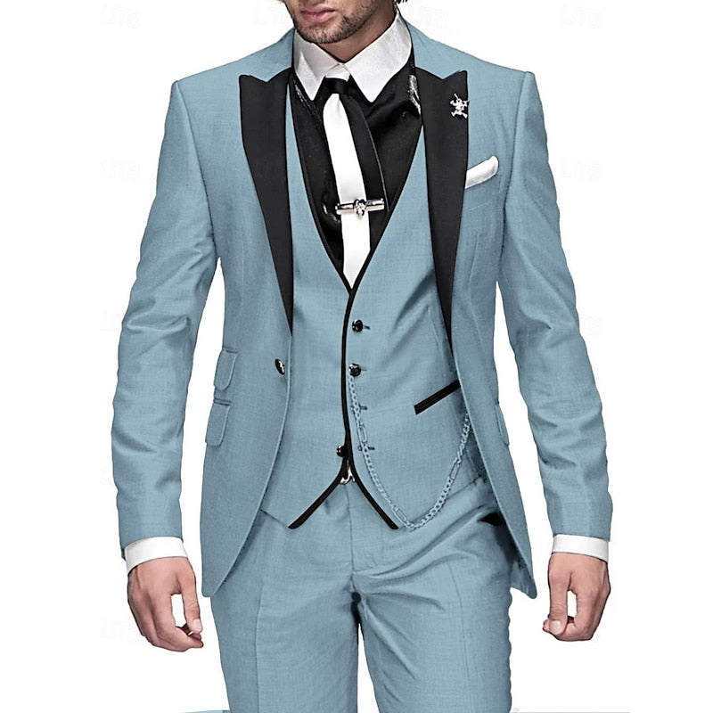 Men's 3-Piece Classic Business Suit Set – Formal Slim Fit Outfit for Special Occasions