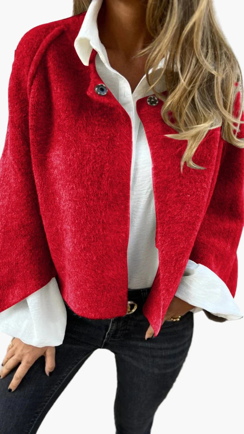 Women's Elegant Short Button-Front Coat for Business and Casual Wear