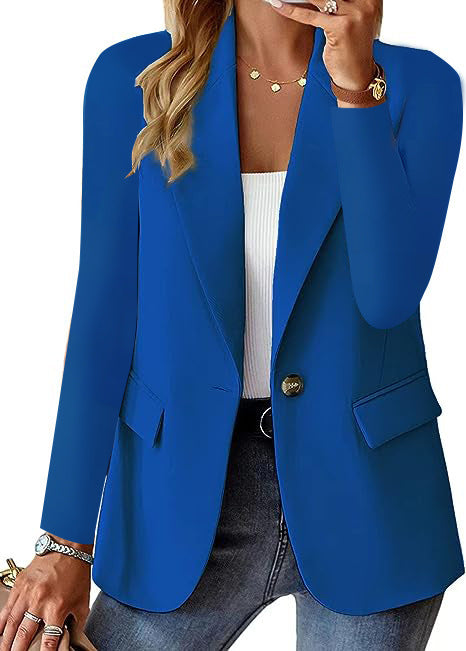 Katie – Polyester Autumn Long Sleeve Solid Color Cardigan Suit Jacket