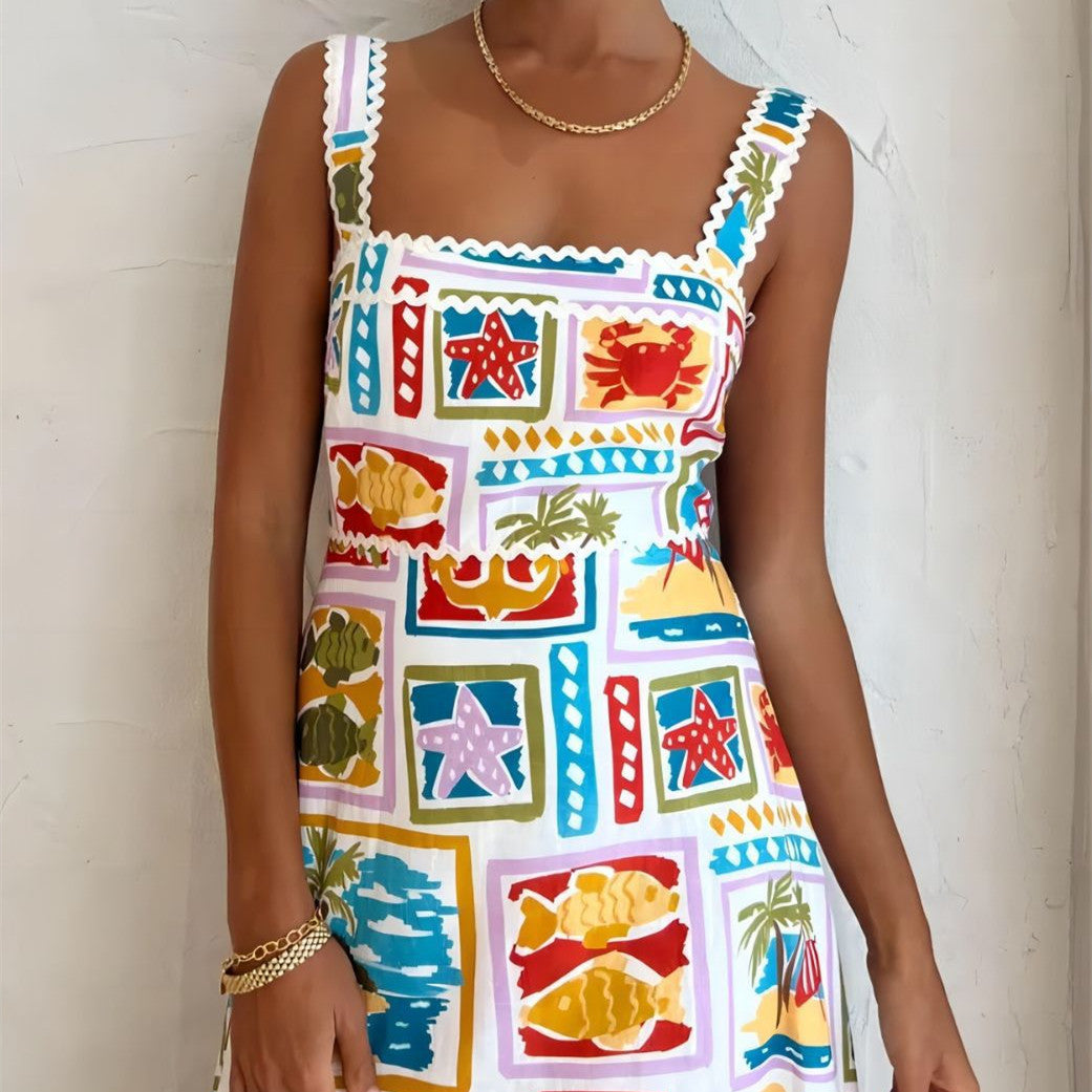 Vanessa – Tube Dress with Straps and Graffiti Design