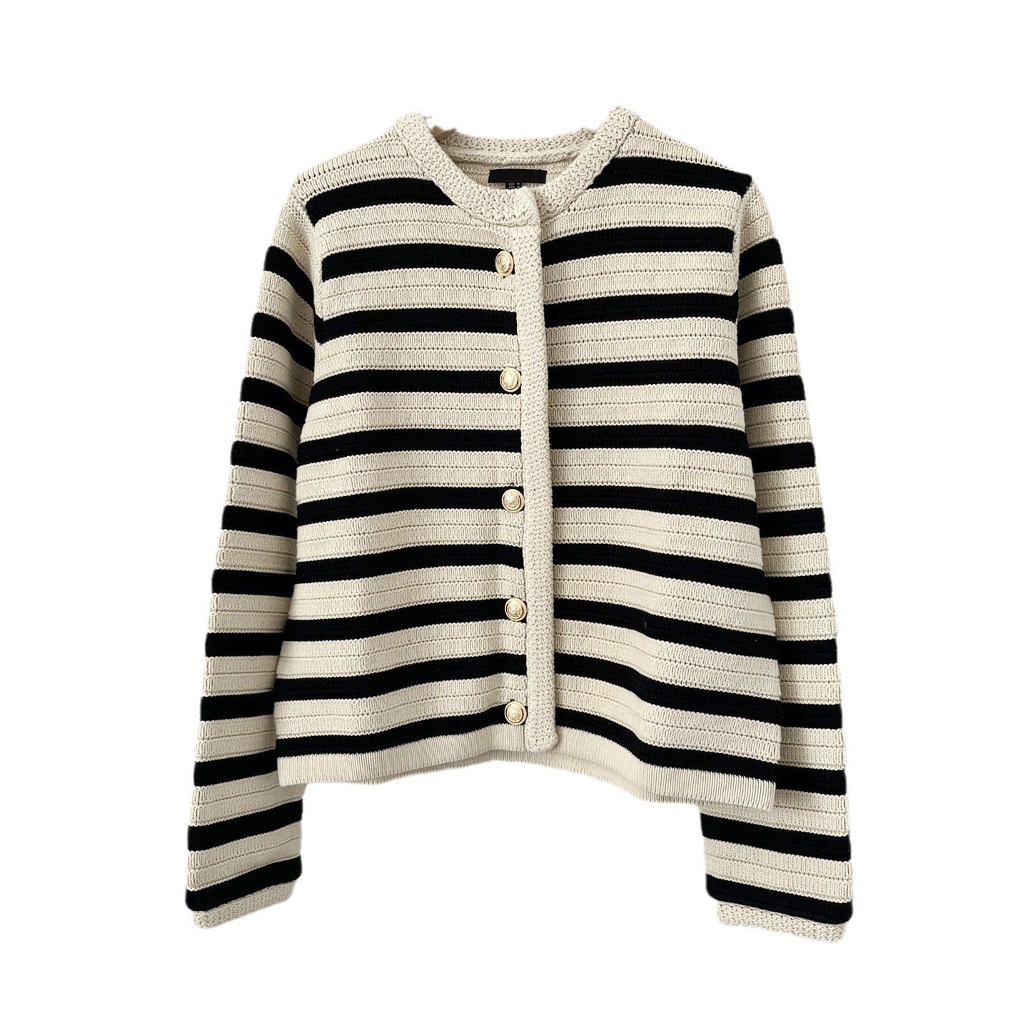 Louise – Slim Striped Classic Knitted Cardigan Sweater