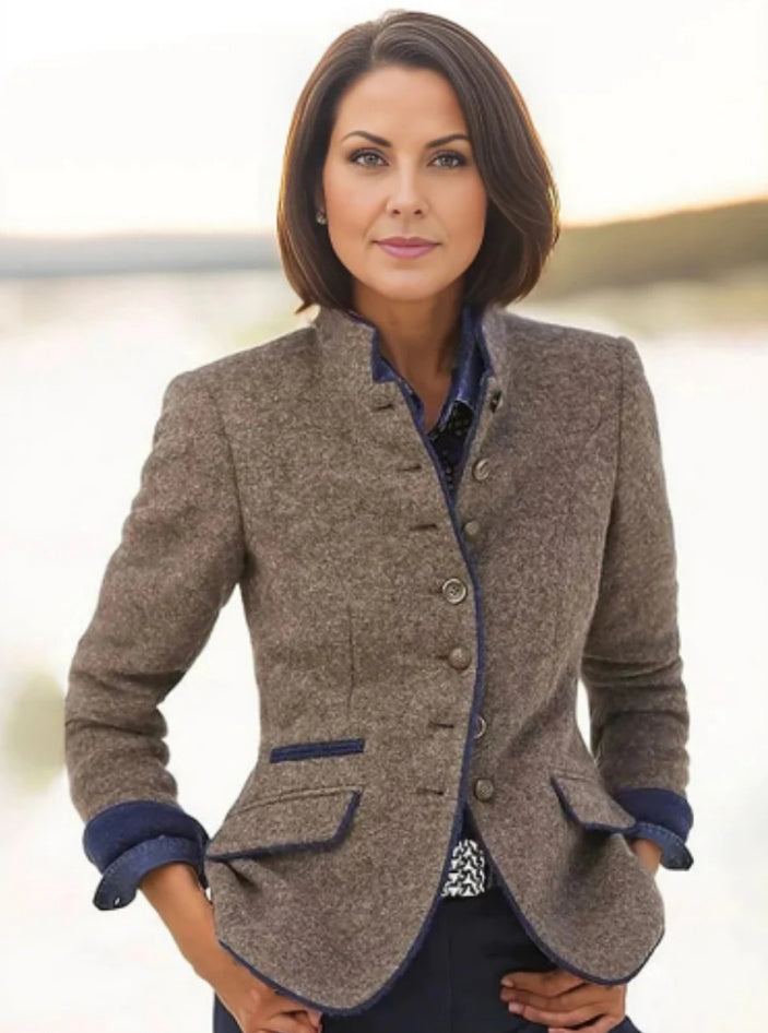Sara – Multi-button Color Matching Woolen Jacket
