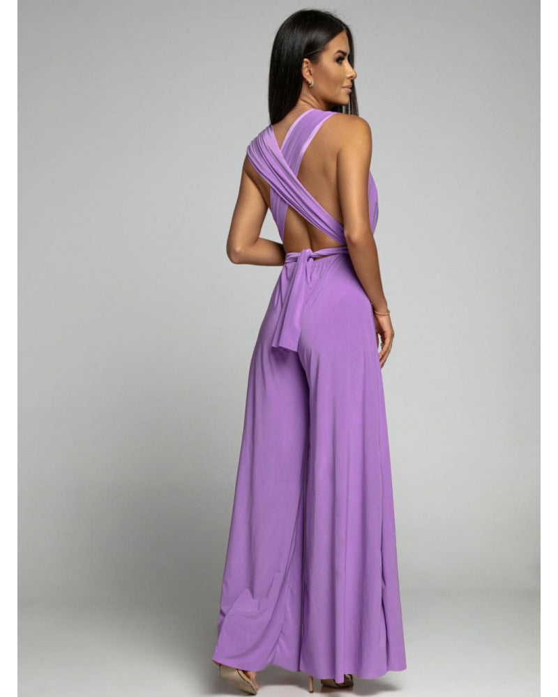 Women's Elegant Wide Leg Sleeveless Jumpsuit for Casual & Formal Occasions