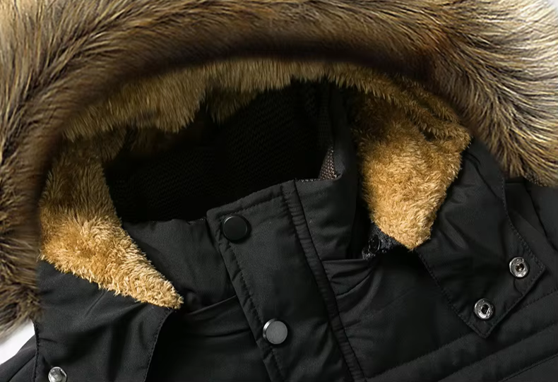 Men's Waterproof Fleece-Lined Parka Jacket with Hood and Faux Fur Trim – Winter Outdoor Style