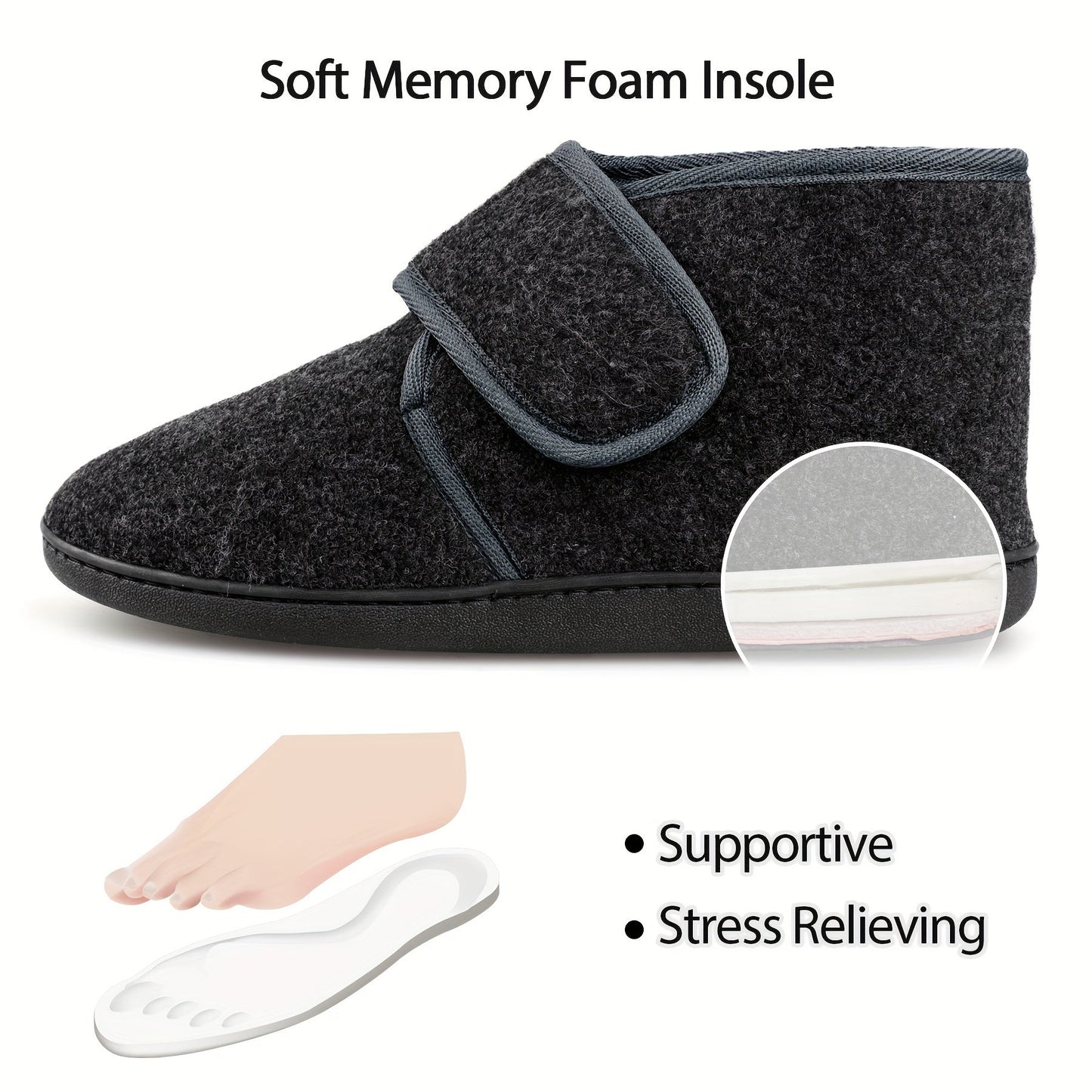 Men's High-Top Comfort Slippers with Adjustable Strap for Everyday Wear