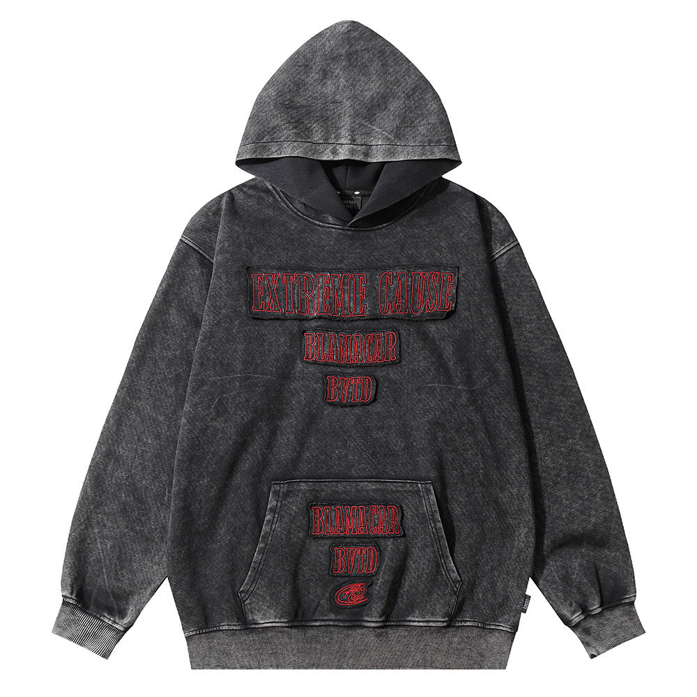 Andrew – Decorative Hoodie with Letter Patch Embroidery
