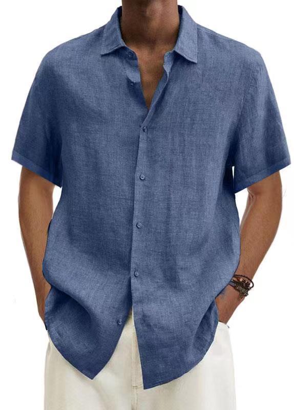Men's Casual Short Sleeve Button Down Linen Blend Shirt – Relaxed Summer Style