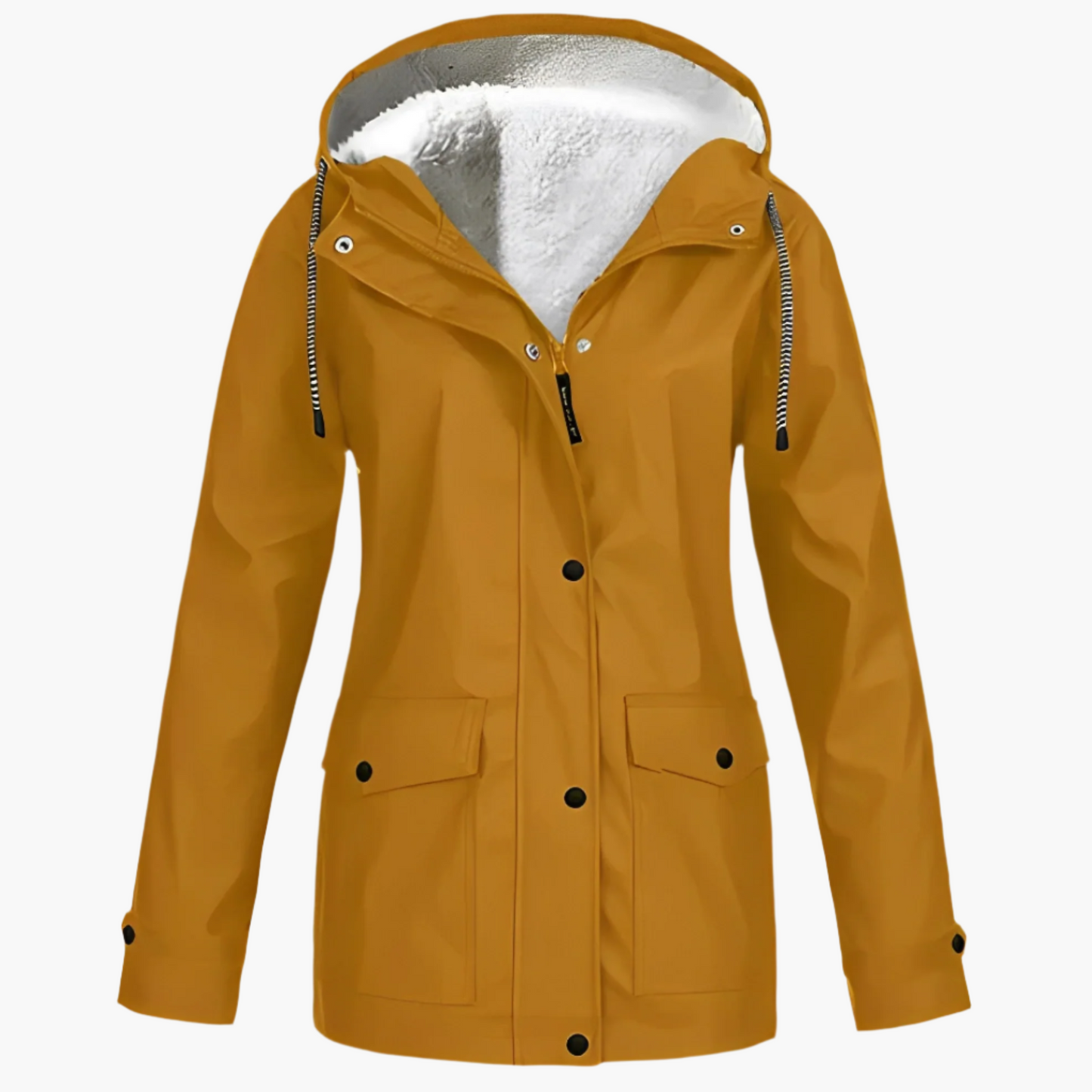 Women's Fleece-Lined Waterproof Winter Rain Jacket – Stylish Outdoor Coat for Cold and Wet Weather