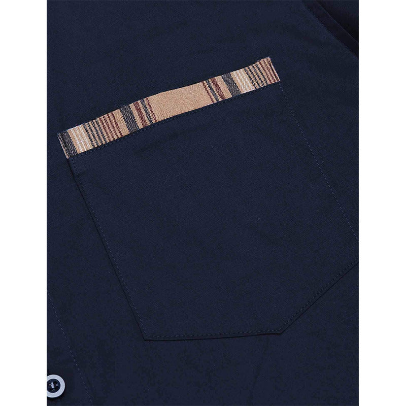 Men's Slim Fit Plaid Detail Dress Shirt, Casual Business Long Sleeve Button-Up