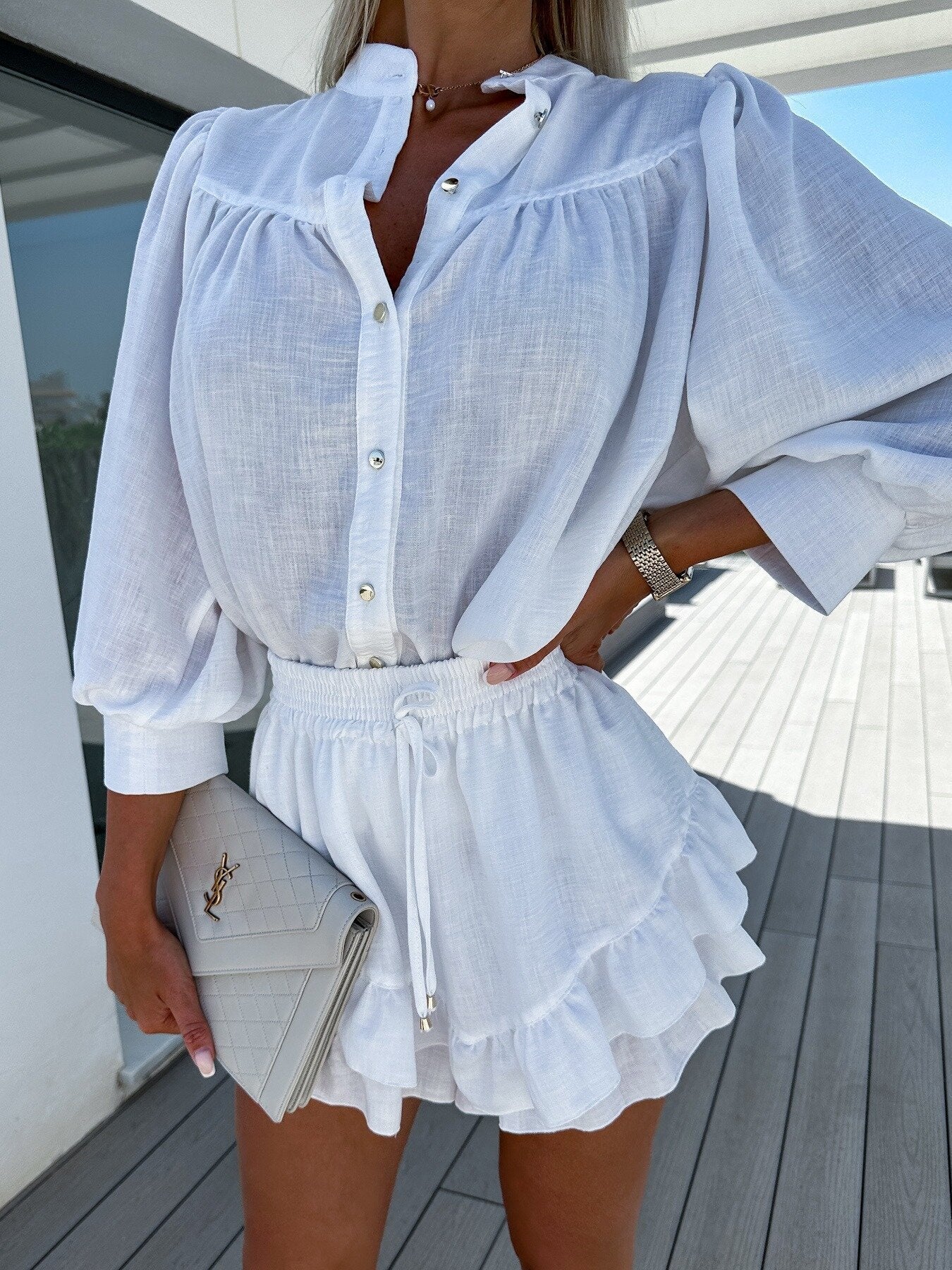 Esme – Fashion Cotton Linen Shirt Skirt Outfit