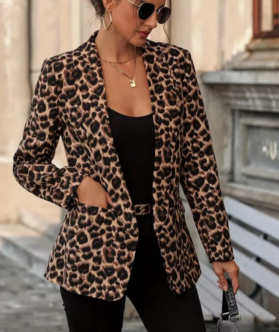 Rebecca – Leopard Print Suit Coat Top