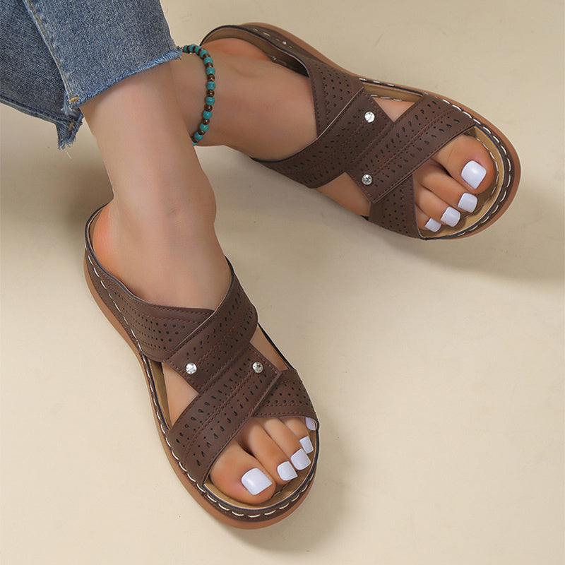 Carol – Summer Slippers with Low Heels and Wedges