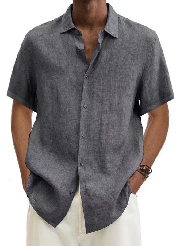 Men's Casual Short Sleeve Button Down Linen Blend Shirt – Relaxed Summer Style