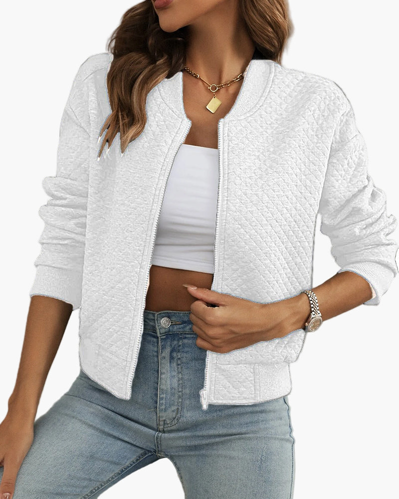 Women's Casual Quilted Bomber Jacket – Modern Everyday Street Style