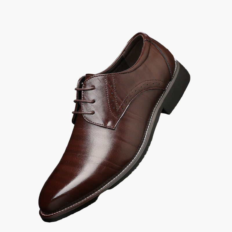 Men's Classic Dress Derby Shoes with Brogue Detailing for Business and Formal Events