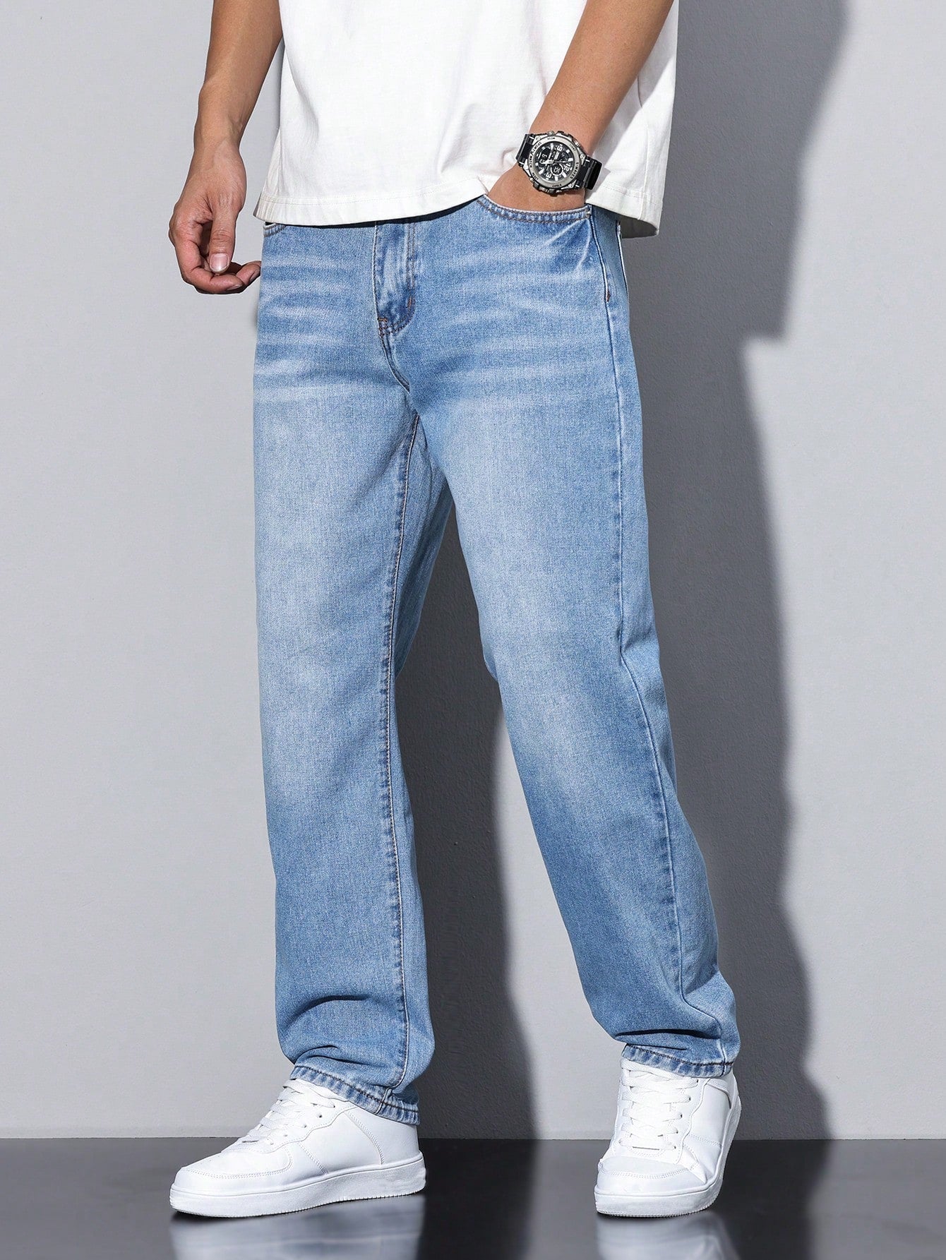 Men's Casual Loose Fit Straight Leg Jeans – Everyday Versatile Style