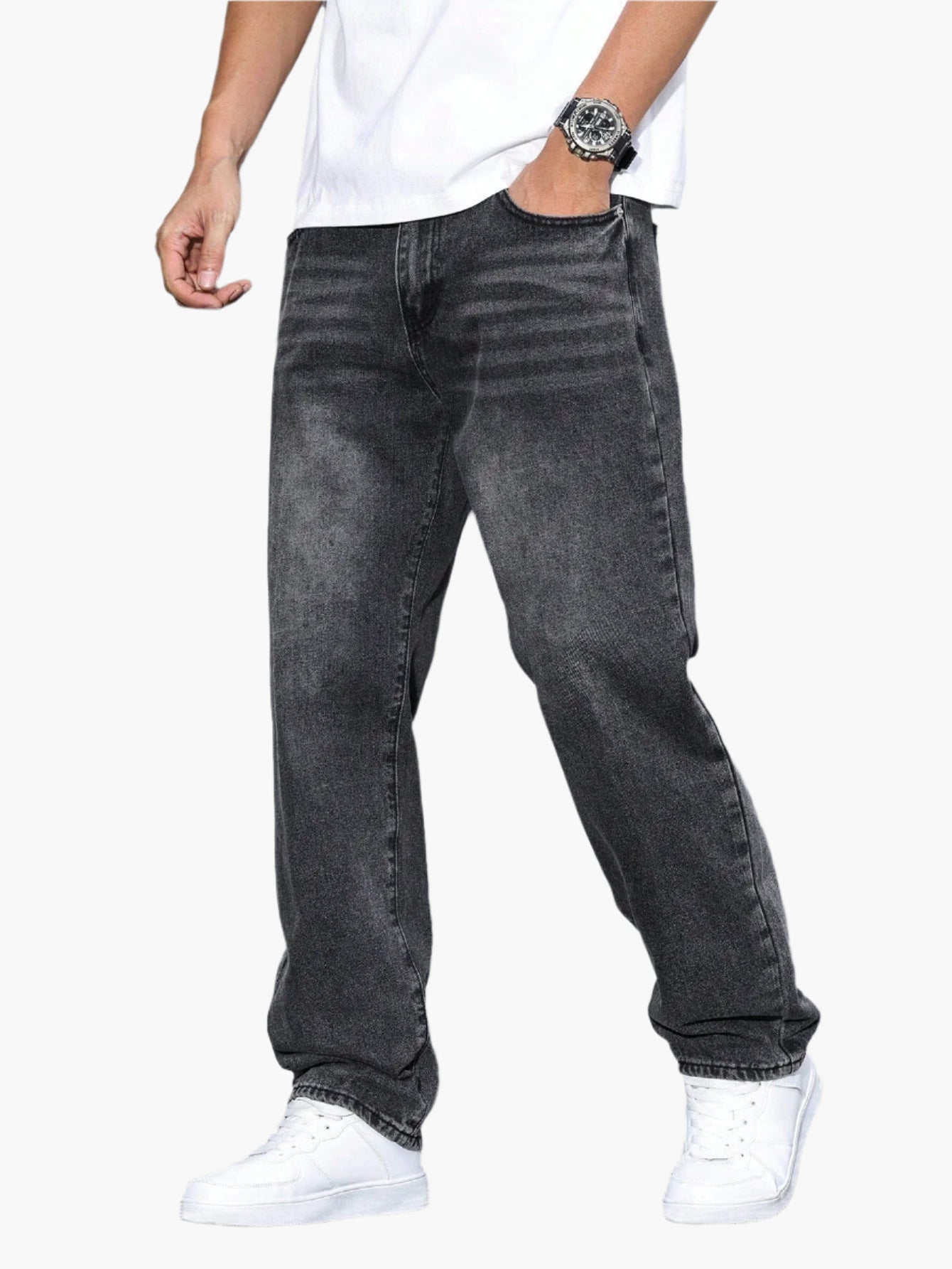 Men's Casual Loose Fit Straight Leg Jeans – Everyday Versatile Style
