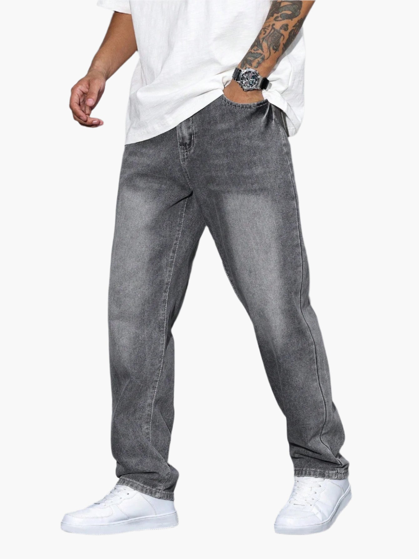 Men's Casual Loose Fit Straight Leg Jeans – Everyday Versatile Style