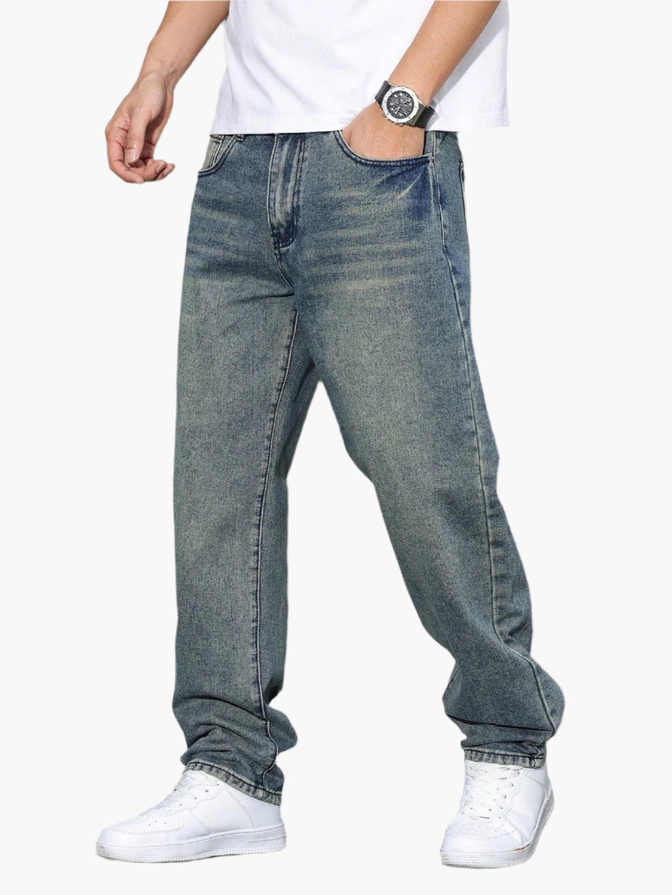Men's Casual Loose Fit Straight Leg Jeans – Everyday Versatile Style