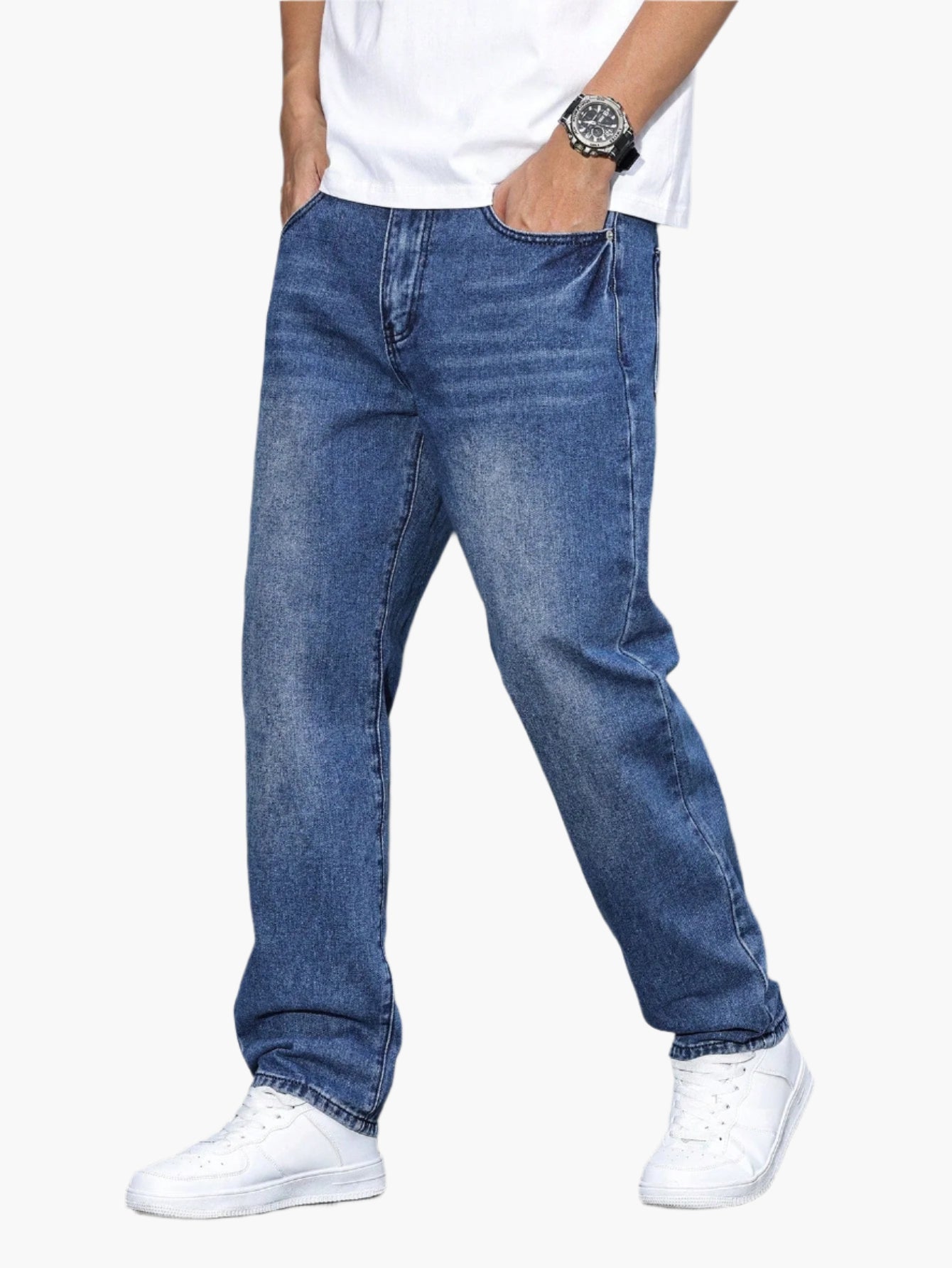 Men's Casual Loose Fit Straight Leg Jeans – Everyday Versatile Style