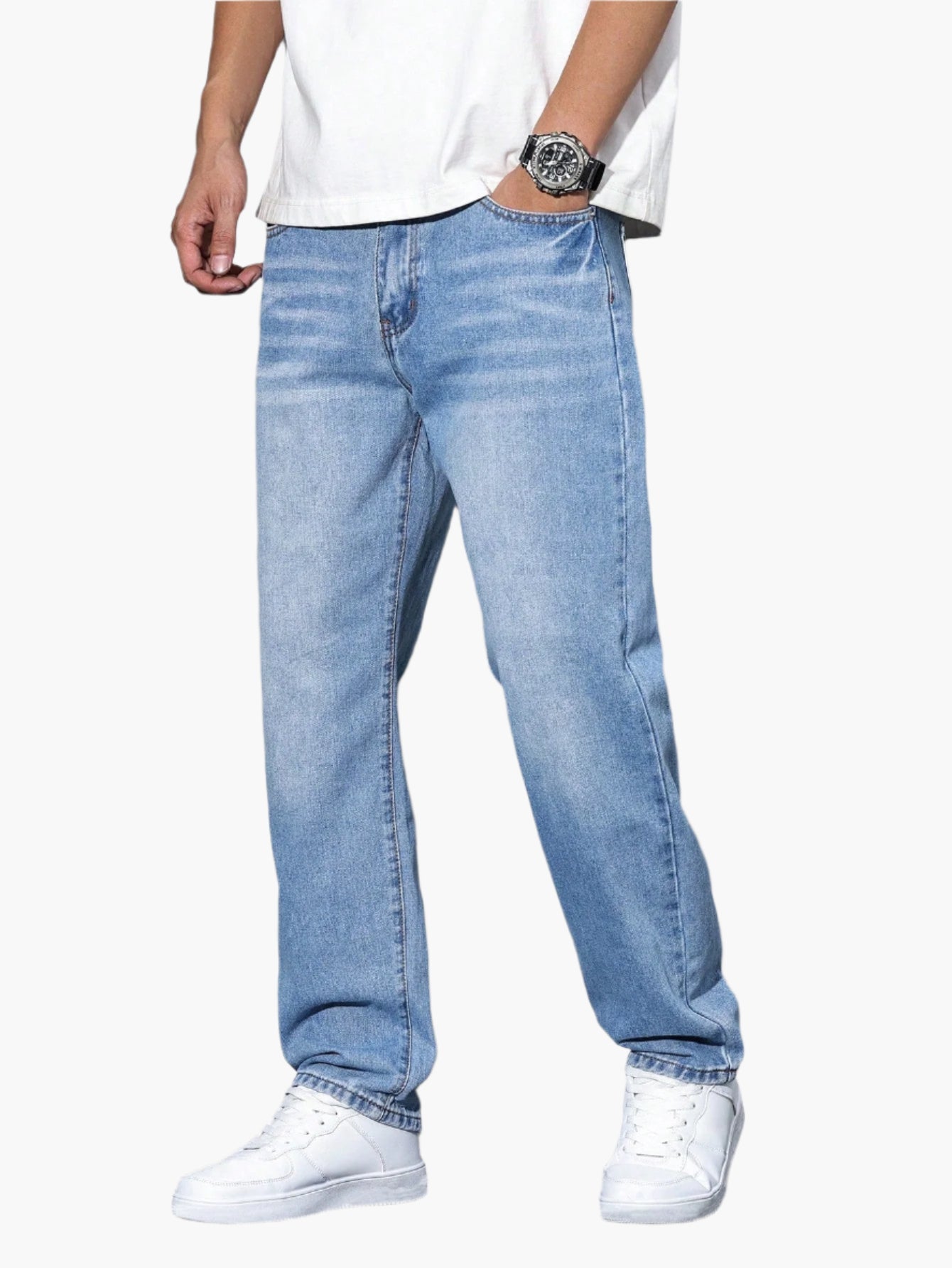 Men's Casual Loose Fit Straight Leg Jeans – Everyday Versatile Style