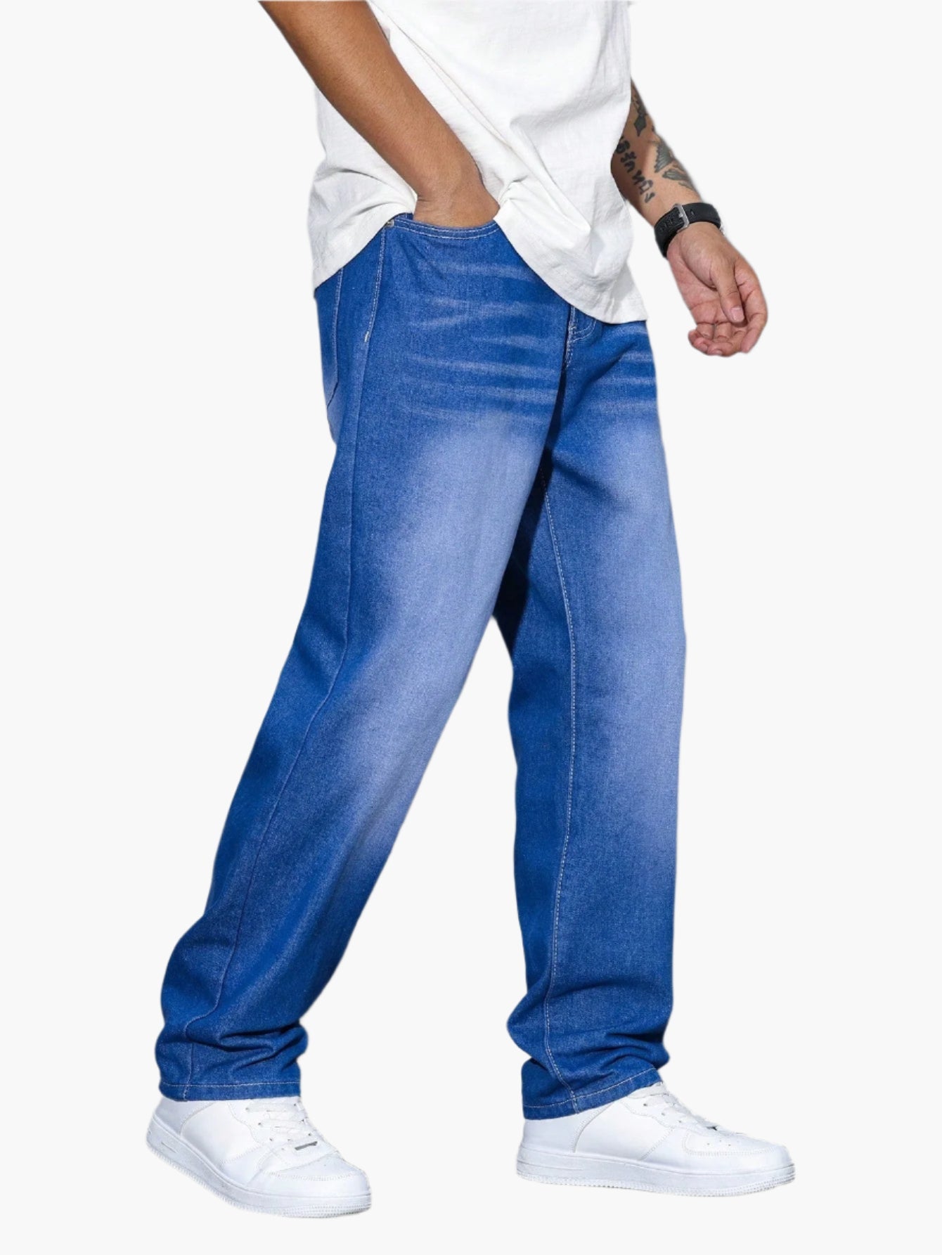 Men's Casual Loose Fit Straight Leg Jeans – Everyday Versatile Style