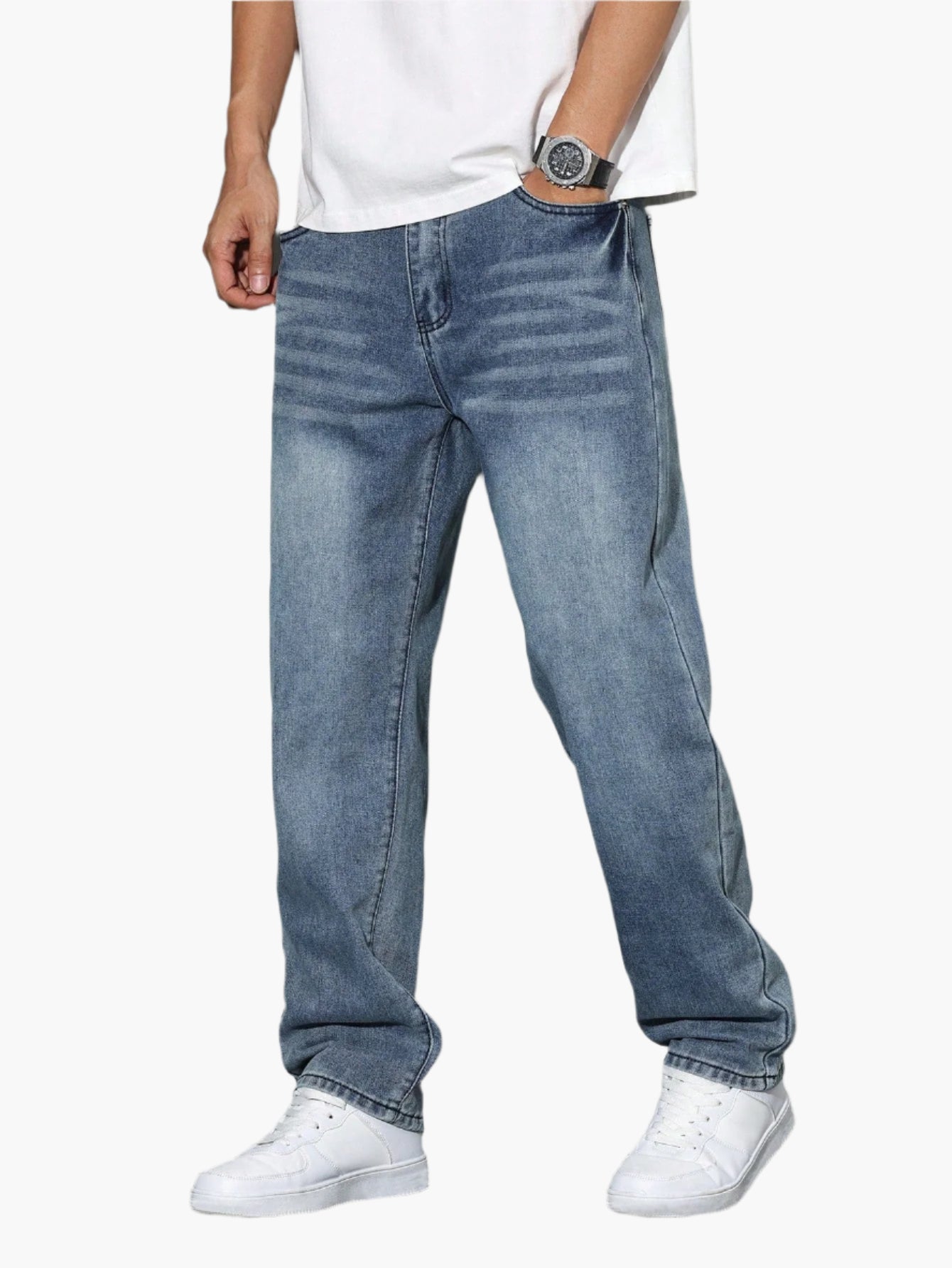 Men's Casual Loose Fit Straight Leg Jeans – Everyday Versatile Style