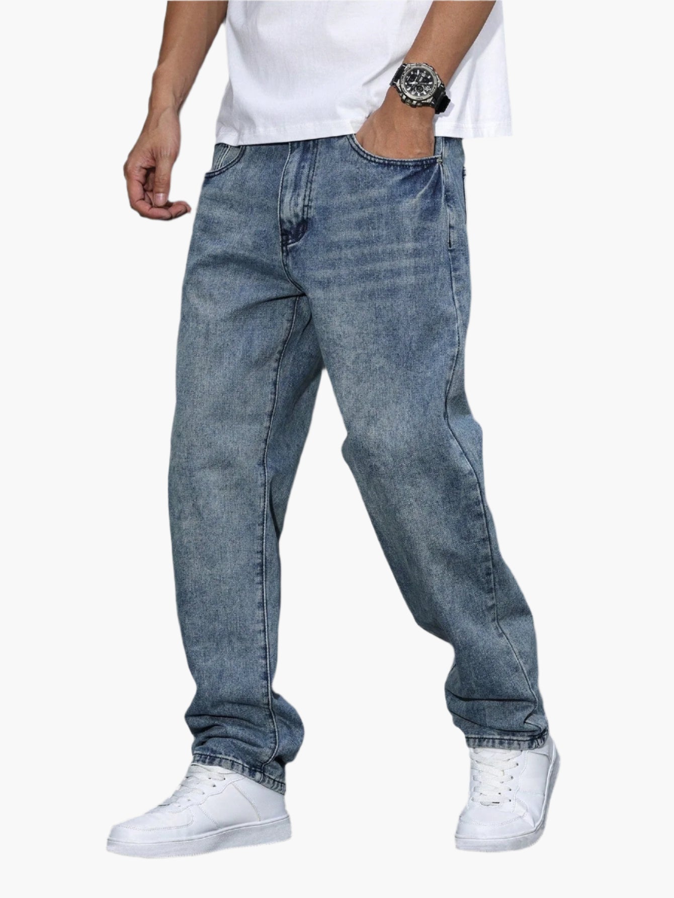 Men's Casual Loose Fit Straight Leg Jeans – Everyday Versatile Style