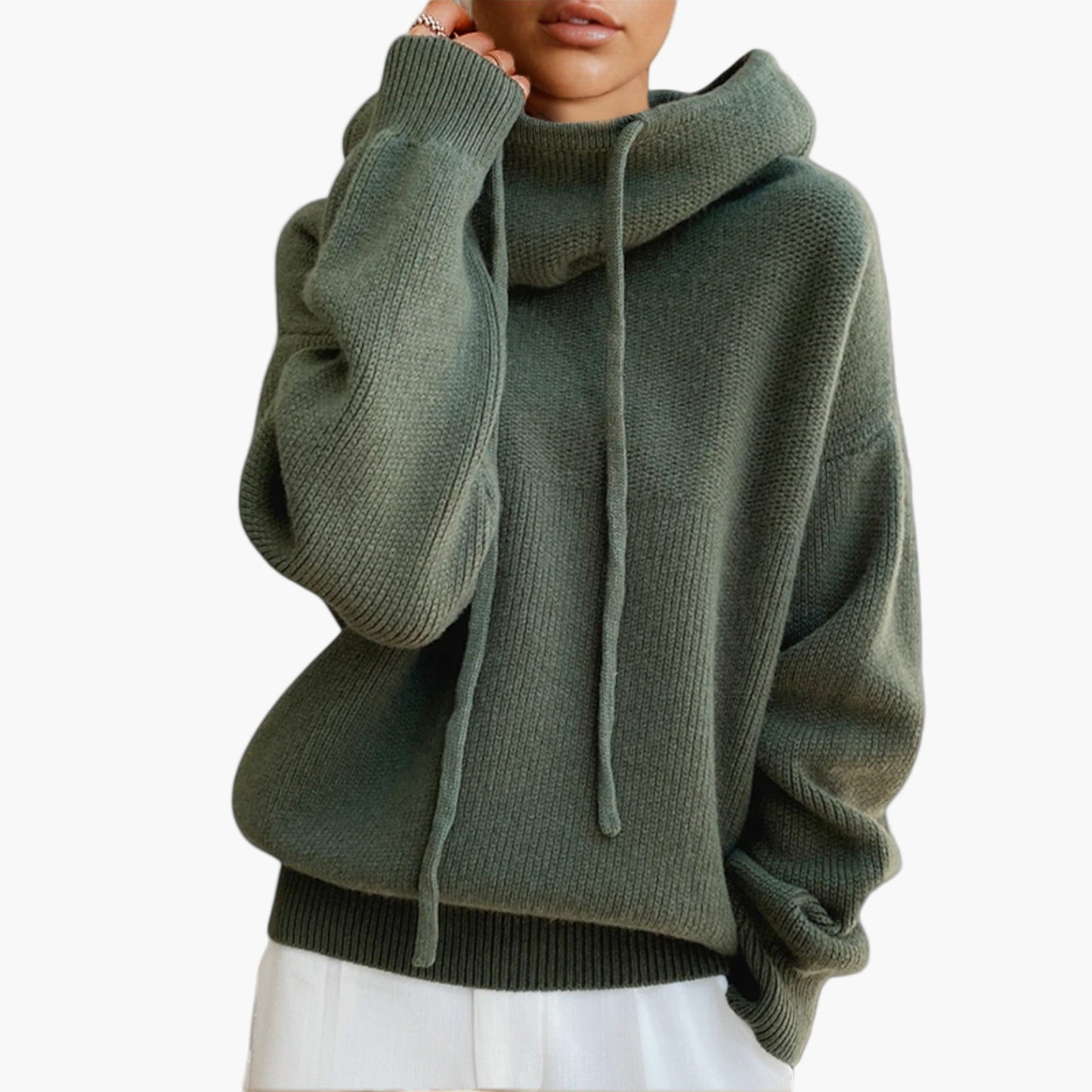 Women's Cozy Knit Hoodie Pullover Sweatshirt Casual Style