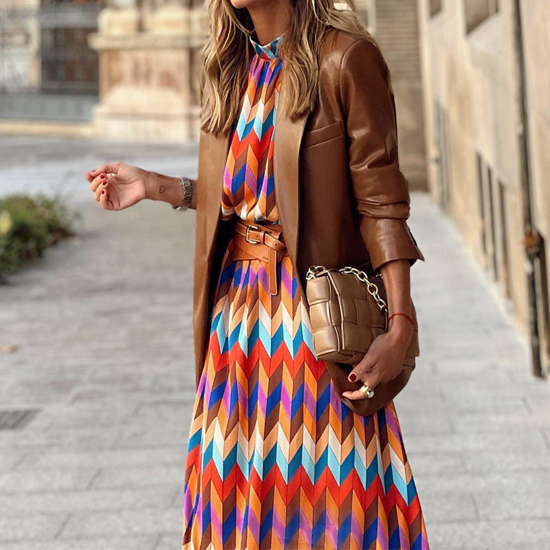 Kelly – Geometric Print Midi Dress
