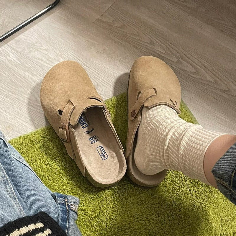 Danielle – French Retro Closed Toe Half Slippers