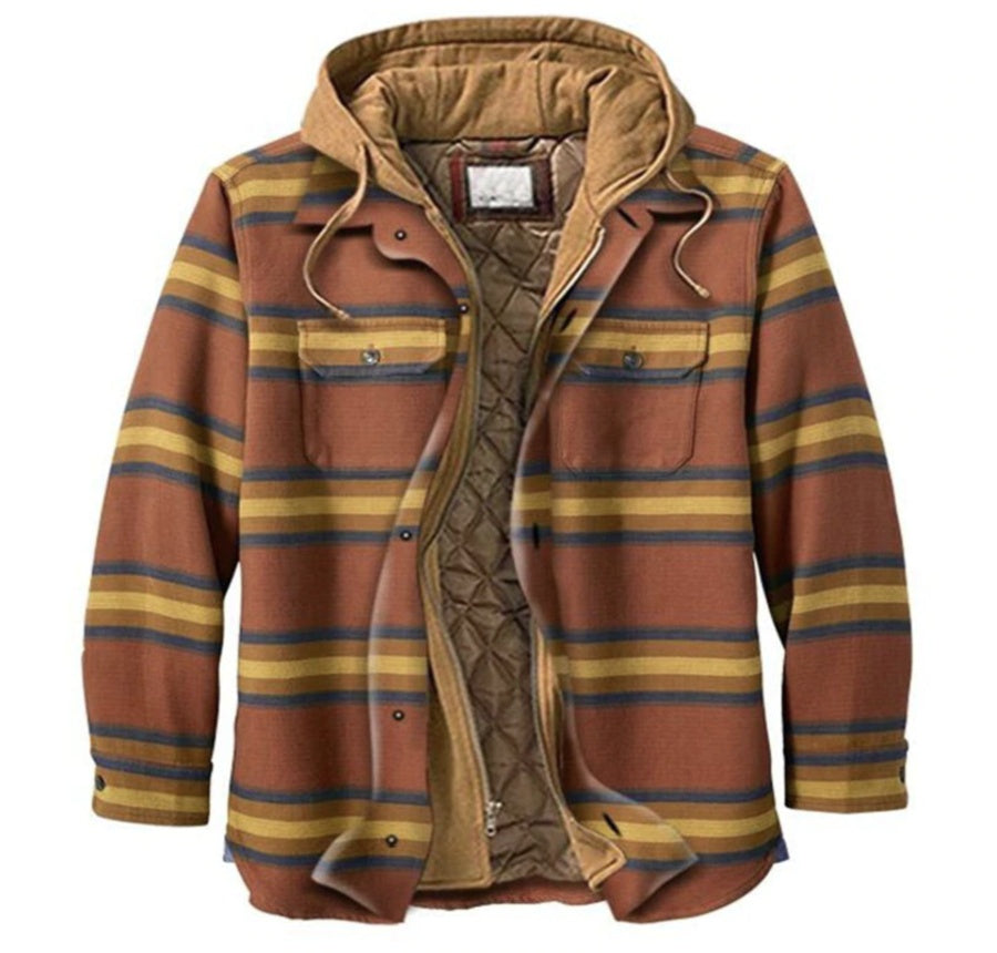 Jamie – Thickened Cotton Padded Plaid Long Sleeve Loose Hooded Jacket
